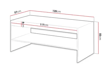 Juniskär ribbad soffbord med hyllförvaring rektangulärt- 120x57x50 Ek - Ek - Möbler - Bord & matgrupp - Soffbord - Soffbord med förvaring