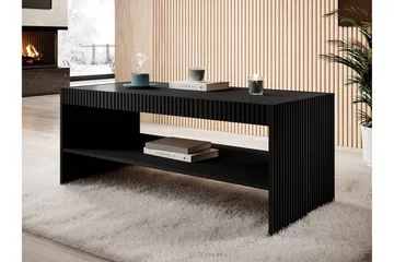 Juniskär ribbad soffbord med hyllförvaring rektangulärt - 120x57x50 Svart - Möbler - Bord & matgrupp - Soffbord - Soffbord med förvaring