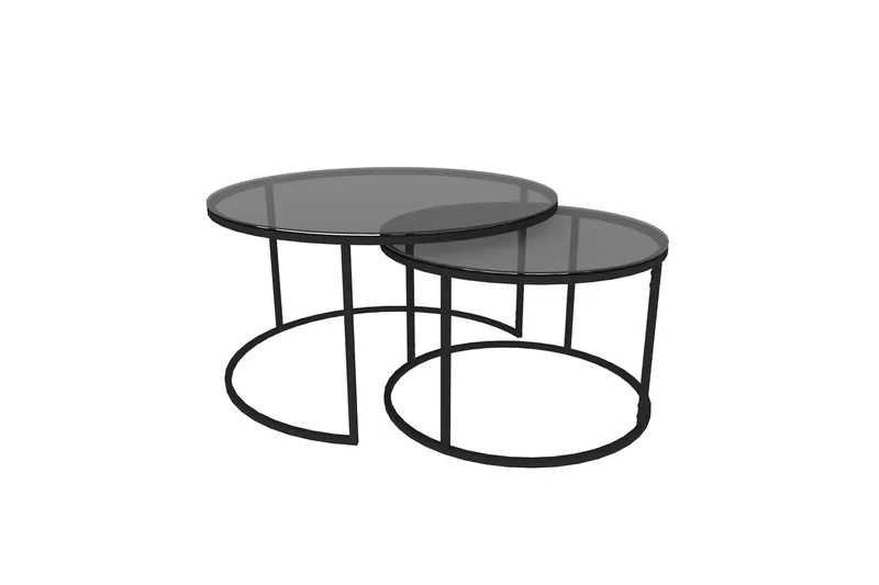 Kashiwa 60 cm Runt Soffbord i Glas med Glas och Metall - Rökgrå - Möbler - Bord & matgrupp - Soffbord