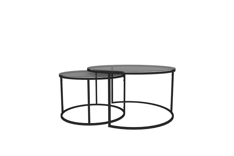 Kashiwa 60 cm Runt Soffbord i Glas med Glas och Metall - Rökgrå - Möbler - Bord & matgrupp - Soffbord