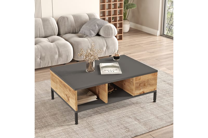 Soffbord Kaushar 90x60 cm Mörkblå/Svart - Hanah Home - Möbler - Bord & matgrupp - Soffbord