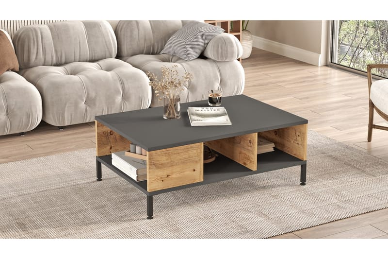 Soffbord Kaushar 90x60 cm Mörkblå/Svart - Hanah Home - Möbler - Bord & matgrupp - Soffbord