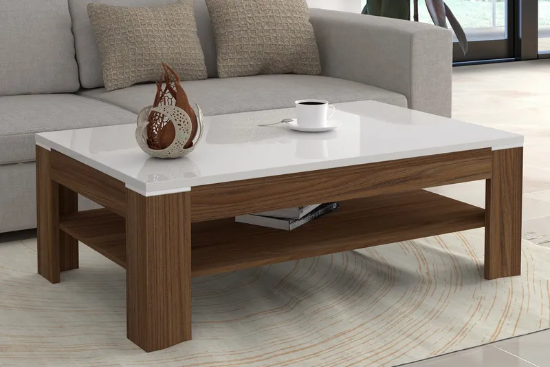 Keoisha Soffbord 120 cm med Förvaring Hylla - Valnötsbrun/Vit - Möbler - Bord & matgrupp - Soffbord - Soffbord med förvaring