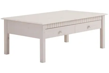 Kersey 110 cm Rektangulärt Soffbord med Lådor i Furu - Vit - Möbler - Bord & matgrupp - Soffbord