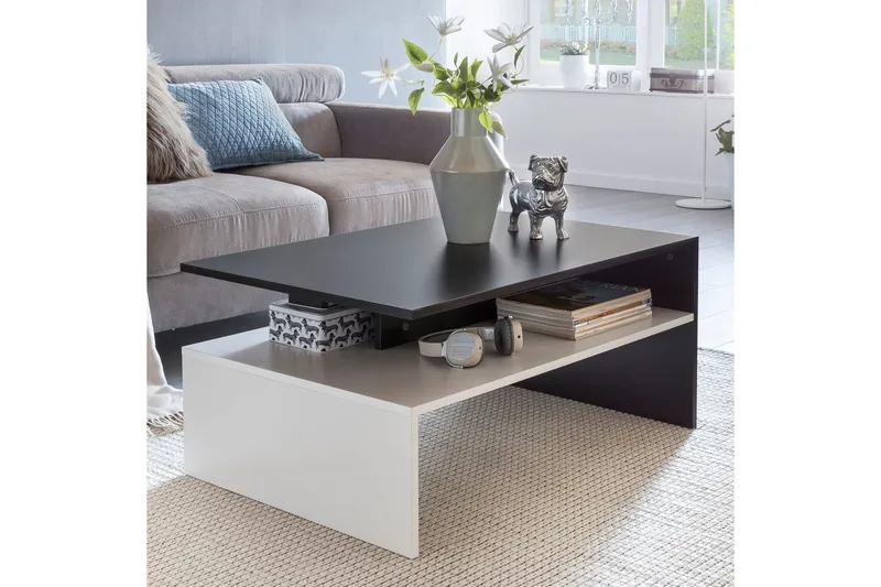 Ketchum Soffbord 90 cm med Förvaring Hylla - Svart/Vit - Möbler - Bord & matgrupp - Soffbord