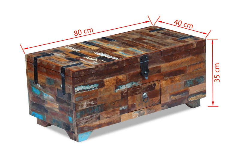 Kistbord massivt återvunnet trä 80x40x35 cm - Brun - Soffbord