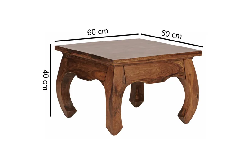 Koers Kvadratiskt Soffbord 60 cm med Svängda Ben i Massivt Trä - Brun - Möbler - Bord & matgrupp - Soffbord