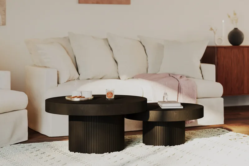 Kopparbo Soffbord 75 cm Runt Svart - Svart trä - Möbler - Bord & matgrupp - Soffbord