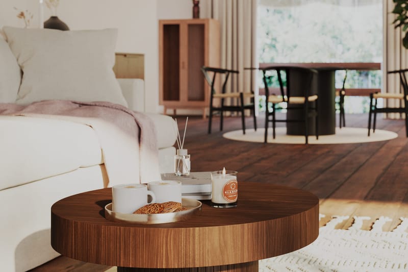 Kopparbo Soffbord 75 cm Runt Valnöt - Mörkbrunt valnötsträ - Möbler - Bord & matgrupp - Soffbord