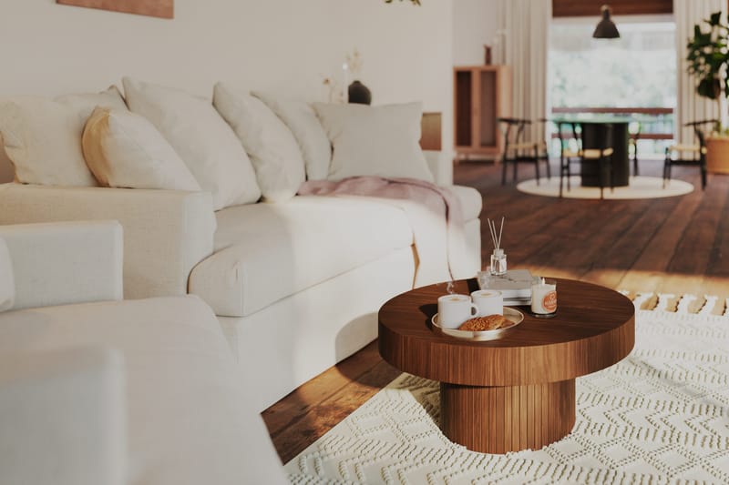 Kopparbo Soffbord 75 cm Runt Valnöt - Mörkbrunt valnötsträ - Möbler - Bord & matgrupp - Soffbord