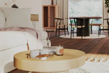 Kopparbo Soffbord 75 cm Runt Vitlaserad Ek - Ljust vitlaserat ekträ - Möbler - Bord & matgrupp - Soffbord