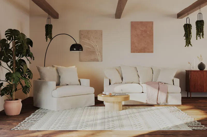 Kopparbo Soffbord 75 cm Runt Vitlaserad Ek - Ljust vitlaserat ekträ - Möbler - Bord & matgrupp - Soffbord