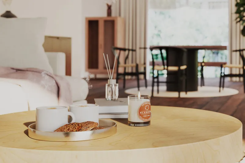 Kopparbo Soffbord 90 cm Runt Vitlaserad Ek - Ljust vitlaserat ekträ - Möbler - Bord & matgrupp - Soffbord