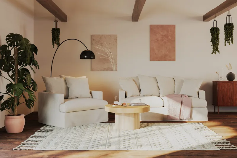 Kopparbo Soffbord 90 cm Runt Vitlaserad Ek - Ljust vitlaserat ekträ - Möbler - Bord & matgrupp - Soffbord