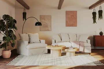 Kopparbo Soffbord 90 cm Runt Vitlaserad Ek - Ljust vitlaserat ekträ - Möbler - Bord & matgrupp - Soffbord