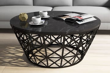 Koraleigh Soffbord 90 cm Runt Marmormönster - Svart - Möbler - Bord & matgrupp - Soffbord