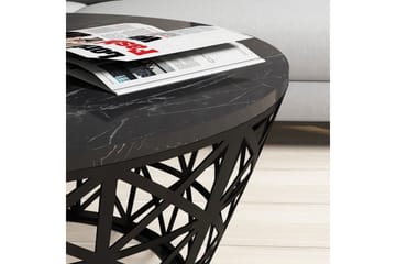 Koraleigh Soffbord 90 cm Runt Marmormönster - Svart - Möbler - Bord & matgrupp - Soffbord