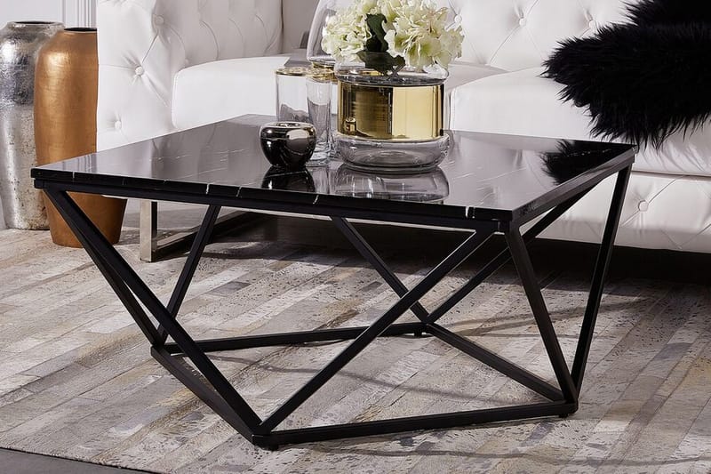 Kubsch Kaffebord Marmormönster - Svart - Möbler - Bord & matgrupp - Soffbord