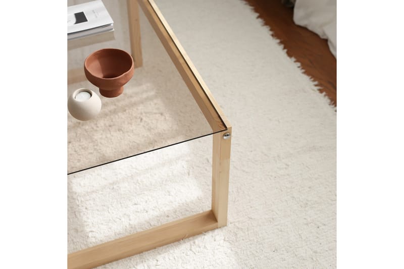 Kuselov Soffbord 85 cm - Ljus Natur/Glas - Möbler - Bord & matgrupp - Soffbord