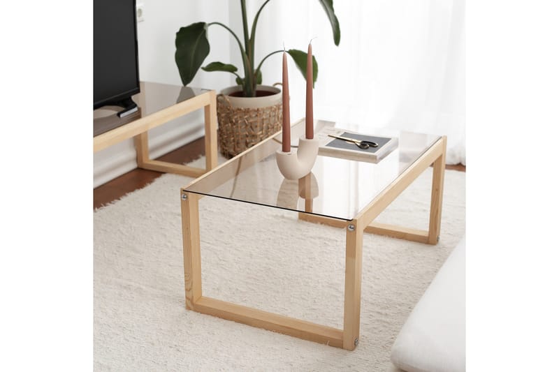 Kuselov Soffbord 85 cm - Ljus Natur/Glas - Möbler - Bord & matgrupp - Soffbord