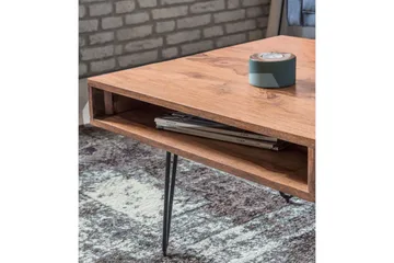 Langner Soffbord 60 cm med Förvaring 2 Lådor + Hyllor - Akacia/Svart - Möbler - Bord & matgrupp - Soffbord - Soffbord med förvaring