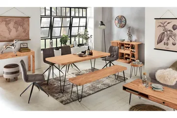 Langner Soffbord 60 cm med Förvaring 2 Lådor + Hyllor - Akacia/Svart - Möbler - Bord & matgrupp - Soffbord - Soffbord med förvaring