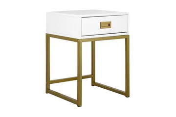 Largona 40 cm Kvadratiskt Soffbord med Lådor i Trä med Metallunderrede - Vit - Möbler - Bord & matgrupp - Soffbord