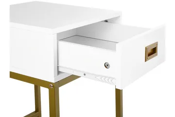 Largona 40 cm Kvadratiskt Soffbord med Lådor i Trä med Metallunderrede - Vit - Möbler - Bord & matgrupp - Soffbord