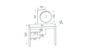 Laxman Sminkbord 96 cm - Blå/Antracit - Möbler - Bord & matgrupp - Sminkbord & toalettbord - Sminkbord med spegel