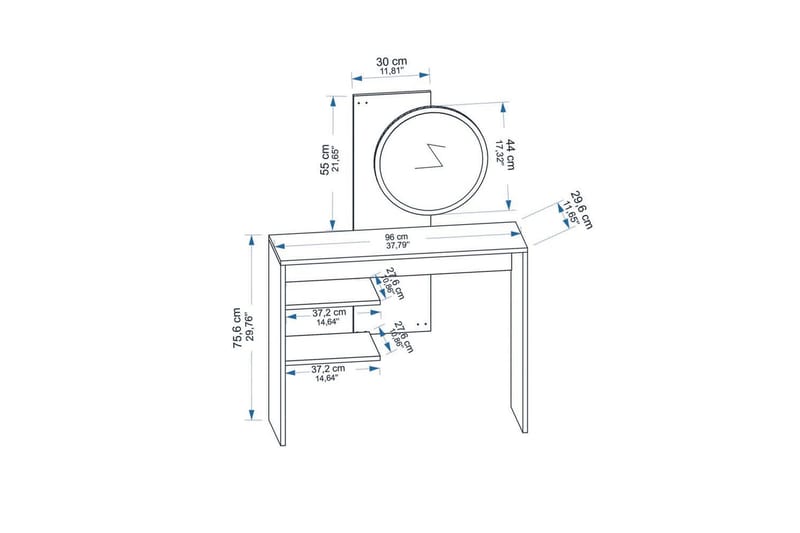 Laxman Sminkbord 96 cm - Blå/Vit - Möbler - Bord & matgrupp - Soffbord - Kistbord