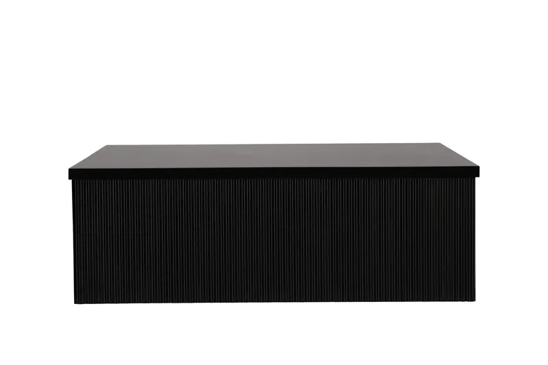 Lenox Kvadratiskt Soffbord 90 cm i Trä med Räfflad Sarg, Svart