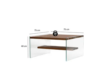 Lepinas 75 cm Kvadratiskt Soffbord med Glassidor och Hylla i Ljust Trä - Brun - Möbler - Bord & matgrupp - Soffbord