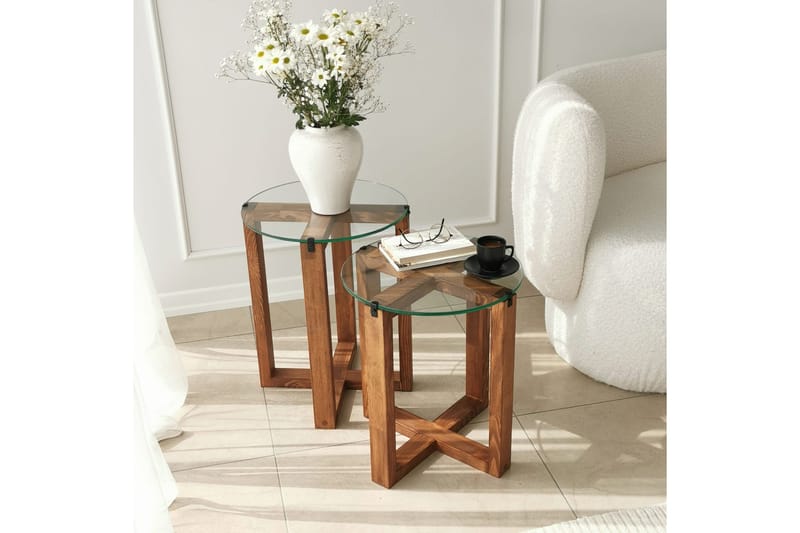 Liepene Satsbord 50x40x50 cm Runt - Brun - Möbler - Bord & matgrupp - Soffbord