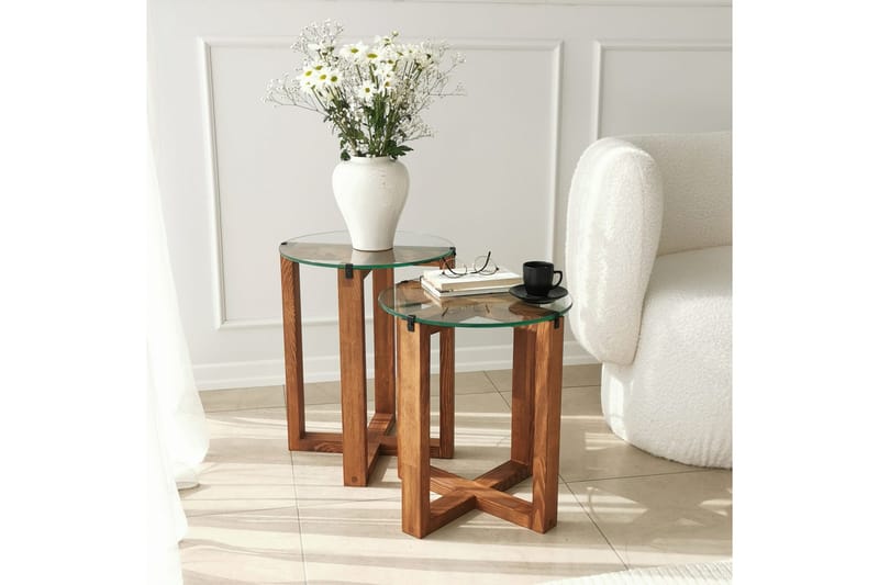 Liepene Satsbord 50x40x50 cm Runt - Brun - Möbler - Bord & matgrupp - Soffbord