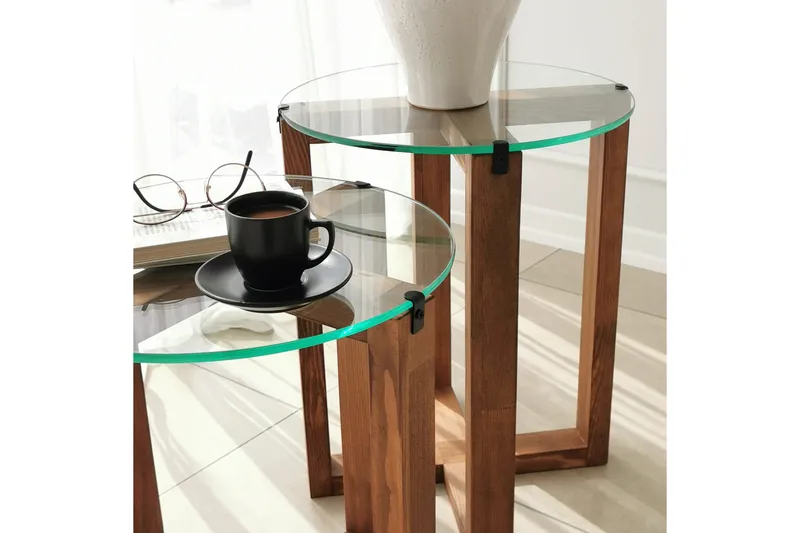 Liepene Satsbord 50x40x50 cm Runt - Brun - Möbler - Bord & matgrupp - Soffbord