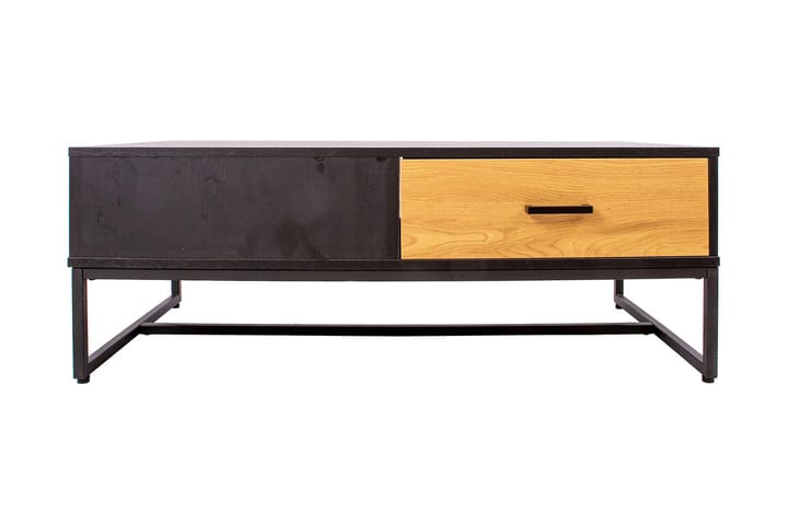 Soffbord Limmen 110 cm med Förvaring 2 Lådor - Ekfärg/Svart - Soffbord
