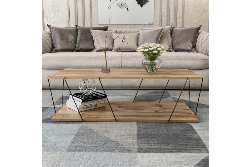 Ljusfors  Soffbord 120 cm med Förvaring Hylla - Natur/Svart - Möbler - Bord & matgrupp - Soffbord - Soffbord med förvaring