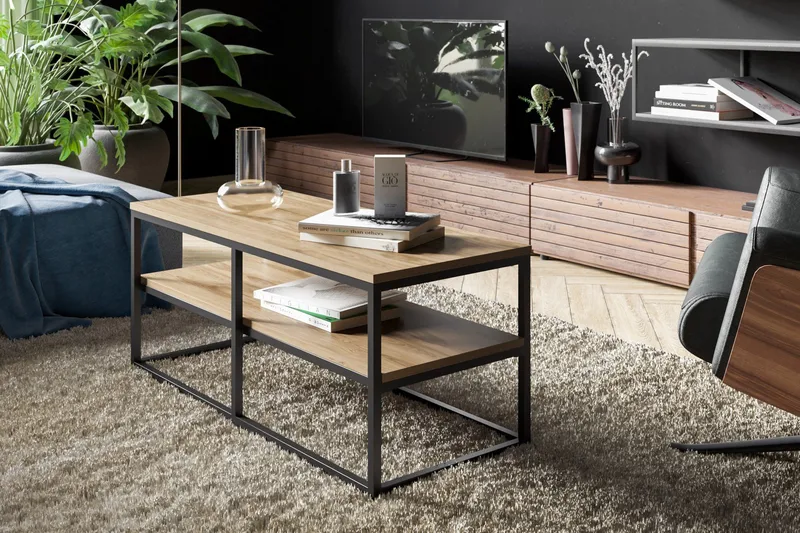 Lunnom Soffbord 110 cm med Förvaring Hylla - Brun/Svart - Möbler - Bord & matgrupp - Soffbord - Soffbord med förvaring