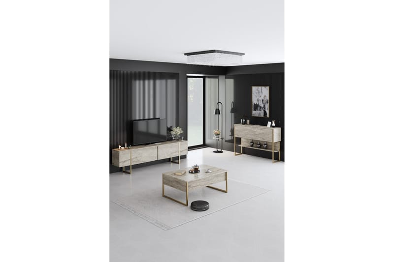 Soffbord Luxe 90 cm - Beige/Guld - Möbler - Bord & matgrupp - Soffbord