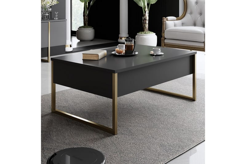 Soffbord Luxe 90x40 cm Svart/Guld - Hanah Home - Soffbord