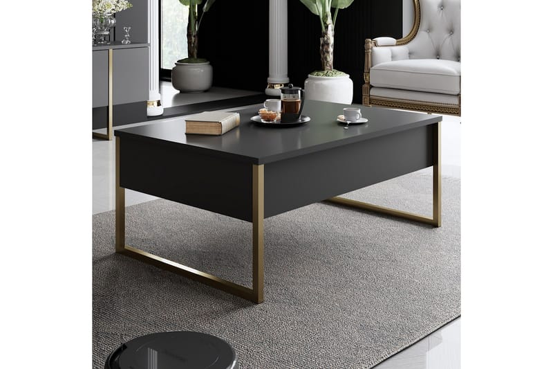 Luxe Soffbord 90x40 cm Svart/Guld - Hanah Home - Möbler - Bord & matgrupp - Soffbord