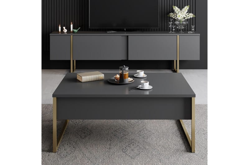 Luxe Soffbord 90x40 cm Svart/Guld - Hanah Home - Möbler - Bord & matgrupp - Soffbord
