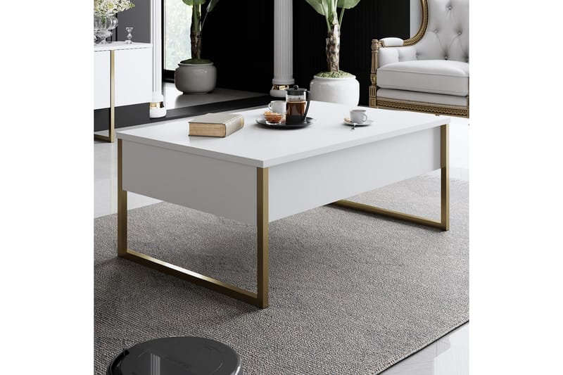 Soffbord Luxe 90x40 cm Vit/Guld - Hanah Home - Soffbord