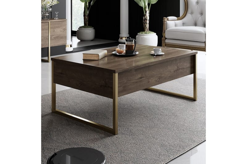 Luxe Soffbord 90x40 cm Brun/Guld - Hanah Home - Möbler - Bord & matgrupp - Soffbord