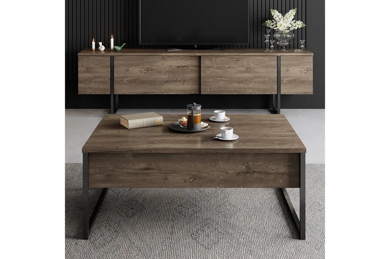 Luxe Soffbord 90x40 cm Brun/Svart - Hanah Home - Möbler - Bord & matgrupp - Soffbord