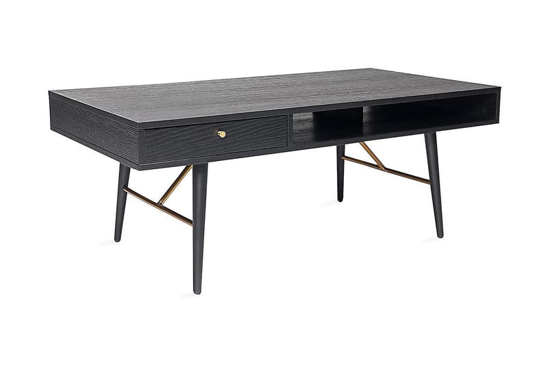 Luxem Soffbord 115 cm med Förvaring Låda + Hylla - Svart/Koppar - Möbler - Bord & matgrupp - Soffbord - Soffbord med förvaring