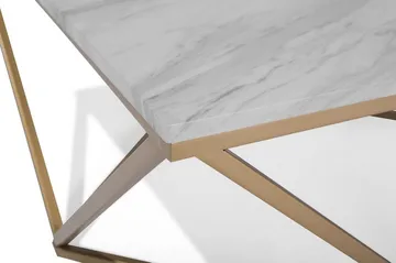 Malibu Kvadratiskt Soffbord 80 cm i Marmor med Metallstativ - Vit - Möbler - Bord & matgrupp - Soffbord