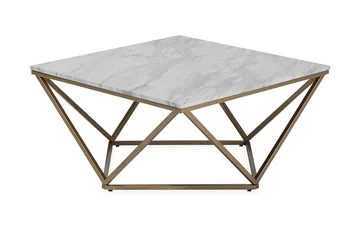 Malibu Kvadratiskt Soffbord 80 cm i Marmor med Metallstativ - Vit - Möbler - Bord & matgrupp - Soffbord