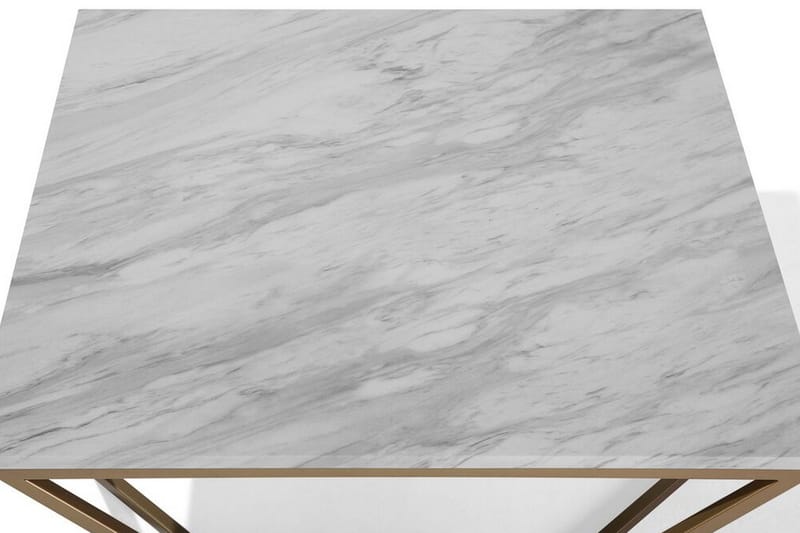 Malibu Kvadratiskt Soffbord 80 cm i Marmor med Metallstativ - Vit - Möbler - Bord & matgrupp - Soffbord