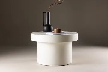 Malung 80 cm Runt Soffbord i Trä med Pelarfot och Tjock Skiva - Vit - Möbler - Bord & matgrupp - Soffbord